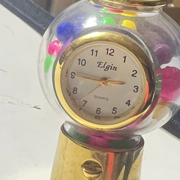Elgin Mini Gumball Machine Clock Gold Tone Quartz Novelty Collectible Display - Picture 5 of 11